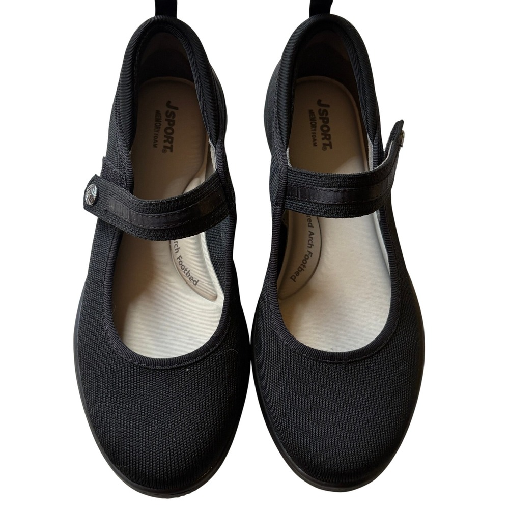 J Sport Black Memory Foam Mary Jane Comfort Walking Shoes Women's Size 7.5M NWOT
